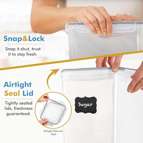 Image of Shazo 2 PC (9.5L | 321 Oz) Extra Large Bulk Food Storage Containers with Airtight Lids for Flour, Sugar, Rice, Cereal & Pasta - Leakproof, BPA-Free Plastic Canisters for Kitchen & Pantry Organization