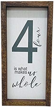 Rustic Farmhouse Family of 4 Sign with Frame - Printed on Wood for a Complete and Stylish Look 6" x 12"