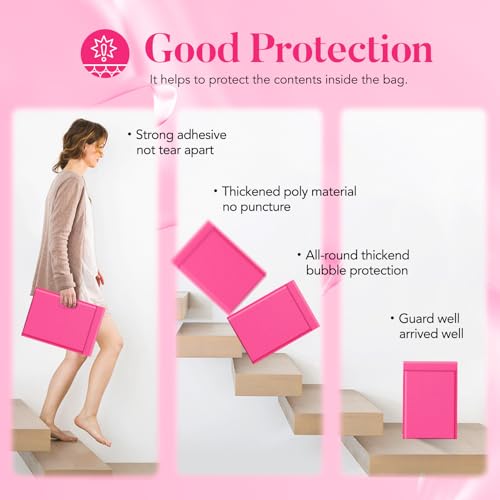 Image of Fuxury Large Bubble Mailers 10.5x16 inch 40 Pack Self Seal Pink Padded Envelopes Waterproof Mailing Envelopes Bubble Padded Mailers for Packaging, Small Business #5