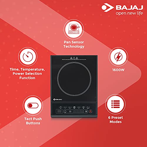 Bajaj Majesty ICX Neo 1600W Induction Glass Ceramic Cooktop With Pan Sensor And Voltage Pro Technology, Black - Image 6