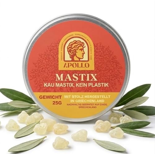 Apollo Mastix Kaugummi 100% natürlich - Starker Kaugummi aus Chios - Für Kieferpartie Mundgesundheit und Verdauung - 25 g