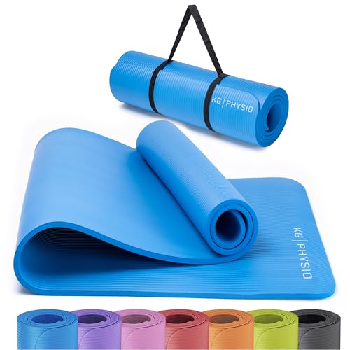 Yoga Mat by KG Physio | 8mm Thick Yoga Mats for Women and Men | Foam Exercise Mats | Thick Non Slip Gym Mats Pilates Mat for Home Workout at Home Fitness | Foam Mats Thick Yoga Mat Strap Included