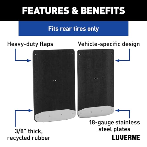 Image of LUVERNE 259924 Rear Dually 20-Inch x 23-Inch Textured Rubber Mud Guards, Select Ford F-350, F-450 Super Duty, 2 Flaps