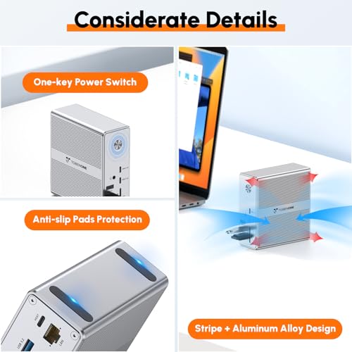 undefined TobenONE DisplayLink Docking Station Triple Monitor with 120W Power Adapter, Triple 4K Display for MacBook Pro/Air, Thunderbolt 4/3, USB-C Windows(3X HDMI, 3X DP, 2xUSB-C, 4xUSB 3.2, SD/TF) の商品画像 7