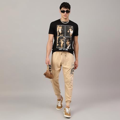 Image of Free Authority Naruto Printed Regular Fit Beige Ploycotton Men's Jogger