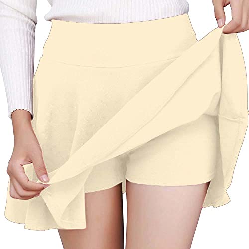 Image of Mehrang Girl's /Women's Classic Stretchy All Time Trendy Skater Skirt with Attached Inner Shorts and Flared Inskirt