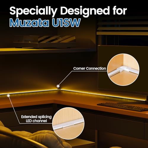 Image of Muzata White Corner Connector Kit for LED Channel L Shape Connectors fit Muzata U1SW Series LED Aluminum Channel Easy Install Accessories LC23 WW