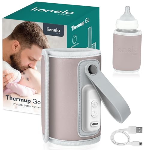 LIONELO Thermup Go Calientabiberones portátil mantiene la temperatura de la bebida, función de carga USB, calentamiento de leche y comida para bebés, para coche, BPA FREE