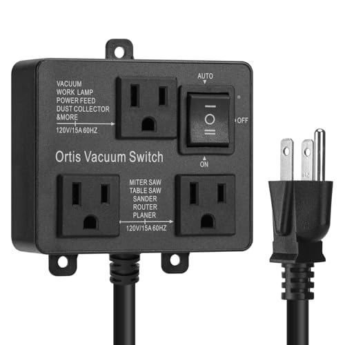 Image of Automatic Vacuum Switch, Ortis Vacuum Switch for More Power Tools, Delay Vacuum On /Off to Prevent Circuit Overload and Tripping, Keep Your Workplace Cleaner, Better for Your Lung, Black