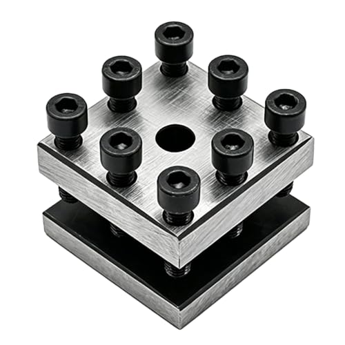Portaherramientas Torno 4 Estaciones 60×60mm, Portaherramientas Minitorno, 16mm Altura Ranura, Planicidad ≤0,02mm, Precisión ≤0,03mm, Para Torno Banco JY210V Piezas Modelo Y Relojería(Thickness 10mm)