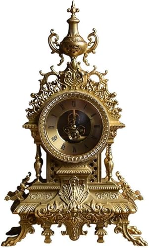 NSTVVEE Reloj de Chimenea con Campana de Asiento, Reloj de Mesa Retro de aleación, Reloj Antiguo con números Romanos Europeos y Americanos, Regalo, Adecuado para la decoración de la Sala d