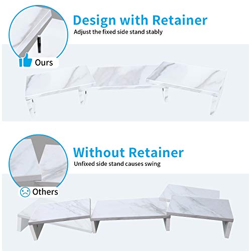 image for TEMI Dual Monitor Stand Riser with Adjustable Length and Angle, White 