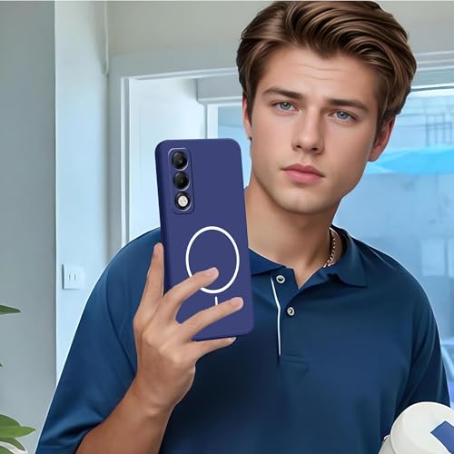 Image of Bintage Macc-Safe Print Rubber Candy TPU Cloth in-Side | Full Protect Matte Finish Soft Back Cover Case Compatible for Oppo CPH2753 / Oppo K13X 5G - Blue