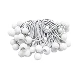 Spanngummis mit Kugel 50 Stück, iMeshbean Planenspanner Gummispanner 20 cm Gummiseile Expanderschlinge Gummischlaufen, Zeltgummi für Zelte, Planen,Banner, Pavillions,Camping (20cm-50 Stück, Weiß)