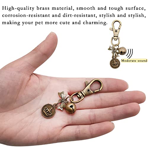 PET SHOW 6pcs Bronze Small Dogs Collar Charms with Bells for Girl Boy Puppies Kitten Loud Cats Bell for Collars Clip on Medium Dog Collars Accessories