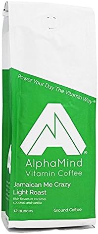AlphaMind Vitamin Coffee Jamaican Me Crazy - The Best Light Roast Coffee With Added Vitamins and Minerals