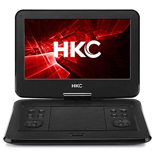 HKC D13HM: 33 cm (13 Zoll) tragbarer DVD-Player (Full HD 1.920 x 1.080, eingebauter Akku, SD-Karten-Slot, USB-Anschluss, Fernbedienung, Kfz-Ladekabel), schwarz