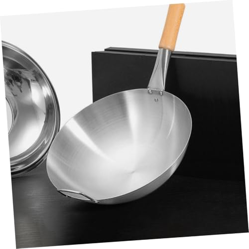 Sartén Wok de Acero Inoxidable 12 pulgadas con Mango de Madera miniatura 7