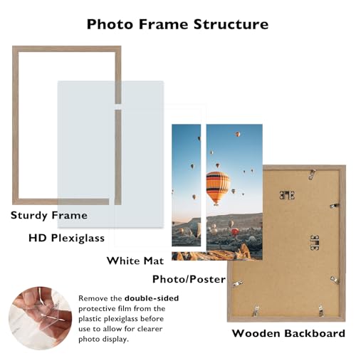 Image of JCJMY 12x18 Picture Frame with 11x17 Mat, Display Photo 11x17 with Mat or 12 x 18 Without Mat, Wall Hanging Large 12 by 18 Poster Frame with Plexiglass, Rustic Brown