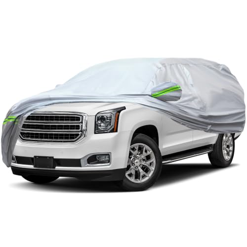 Image of AUQDD 6-Layers Premium SUV Car Cover Waterproof All Weather Weatherproof UV Sun Protection Snow Dust Storm Resistant Outdoor Exterior Custom Form-Fit Full Padded Car Cover with Straps 214 inch-236 inch K11