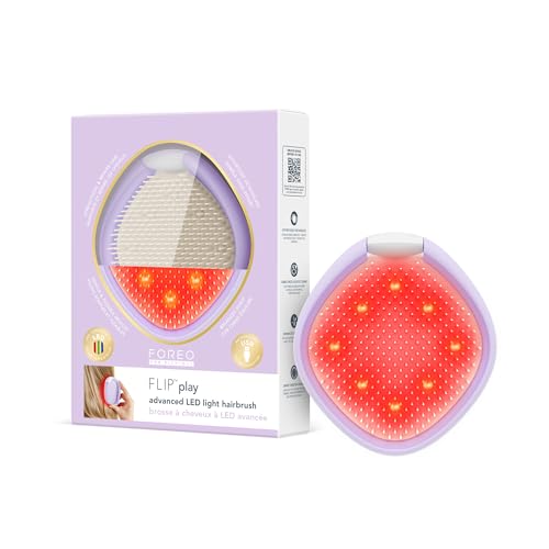 FOREO FLIP Play Advanced LED Light Hairbrush - Multi-Functional 3-in-1 Hair & Scalp Tool with Red, Blue & Green Light Modes – Designed to Support Scalp and Hair Appearance - I Lilac You!
