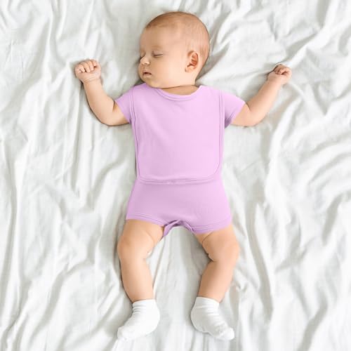 Hillban 24 Pcs Unisex Cotton Short Sleeve Bodysuits Baby Bibs Set for Baby Shower 6