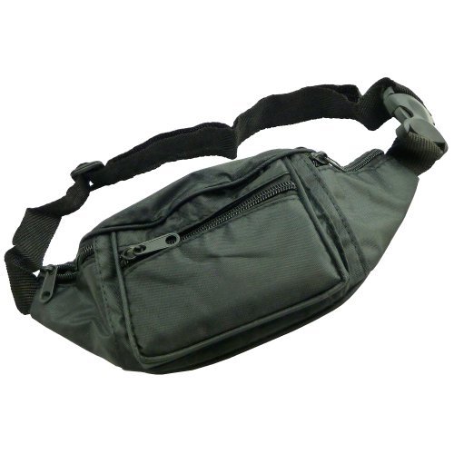Adjustable Travel Bum Bag With 4 Zipped Pockets - Waist Bag - It Fits to Front or Rear (Pack of 1)