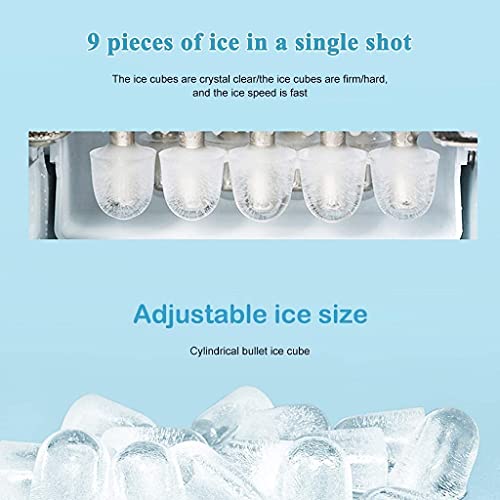 Máquina fabricadora de hielo para mostrador, 9 cubos listos en 8 minutos, 33 lb/24 h, portátil para hogar/oficina/bar miniatura 2