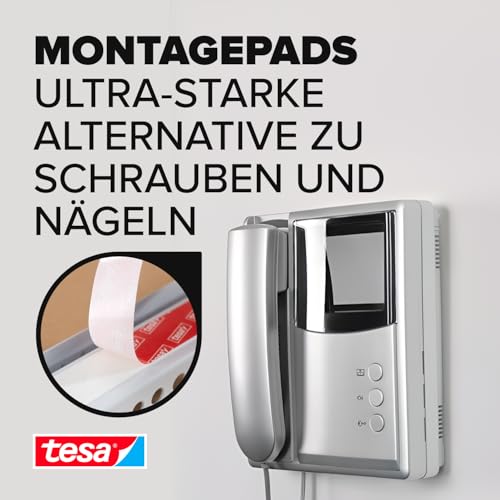 tesa Powerbond Ultra Strong Klebepads - Doppelseitige Pads für die Montage im Innen- sowie geschützten Außenbereich - beidseitig ultrastark klebend - Verpackung mit 9 Pads