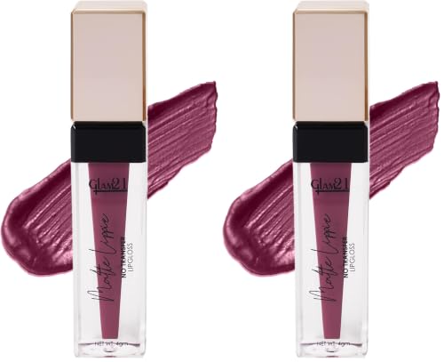 Image of Glam21 Matte Lippie No Transfer Lip Gloss | Lightweight and comfortable| Creamy Matte Formula - 4 gm | Super Plum-11 (Pack of 2)