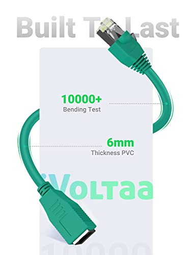 Image of iVoltaa Ethernet Extension Cable CAT6A Male to Female Cable Dual Shielded (SF /UTP) Professional Series - 10Gigabit /Sec LAN Network /High Speed Internet Cable, 1 Feet (0.3M)