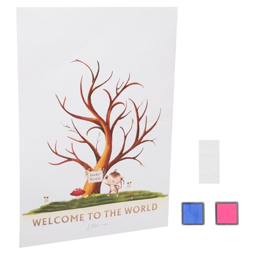 CALLARON Kit de Decoración para Fiesta Revelación de Ñiño Cartel Interactivo de Huellas Dactilares, Libro de Visitas para Shower, Incluye 1 Póster E5-1, 2 Almohadillas de Tinta Azul y