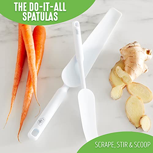 GreenLife Cooking Tools and Utensils, Easy Reach Silicone Spatula Set for Baking Mixing and Stirring, Heat and Stain Resistant, Dishwasher Safe, White by GreenLife - Used condition - Image 3
