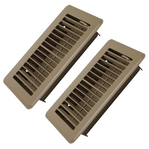 Howeall 4 x 8 Floor Register 2 Pack - Floor Vent Covers Heavy Duty Metal Heat Vent Covers with Rust Proof Finish for Home Floor Heater - Brown