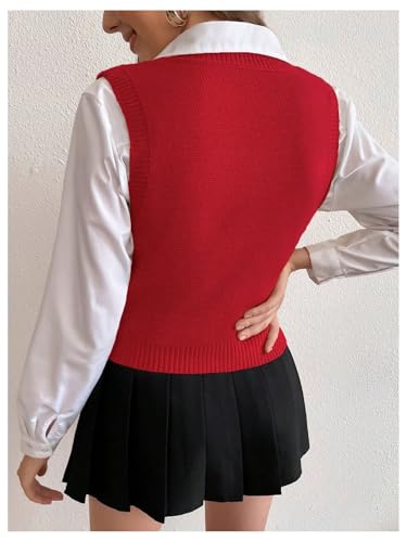 Image of Milumia Women's Cable Knit V Neck Sweater Vest Sleeveless Ribbed Crop Tank Top