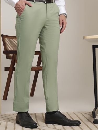 Image of SaintX Men's Premium Stretchable Formal Trouser with Techno Flex Waistband | Slim Fit Pants | Italian Design | Office Wear /Executive Wear