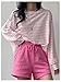 MakeMeChic Women's Striped Tops Long Sleeve Crew Neck Multi Ribbed Shirts Casual Pullover Shirts Pink X-Large
