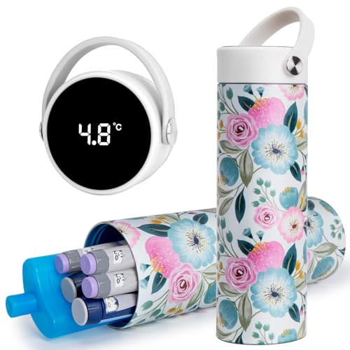 SUNMON Nevera Insulina Viaje con Indicador Temperatura, 48 Horas Nevera Medicamentos Portatil, Estuche Insulina Frio, Refrigerador Enfriador Eléctrico de Insulina Aprobado por TSA