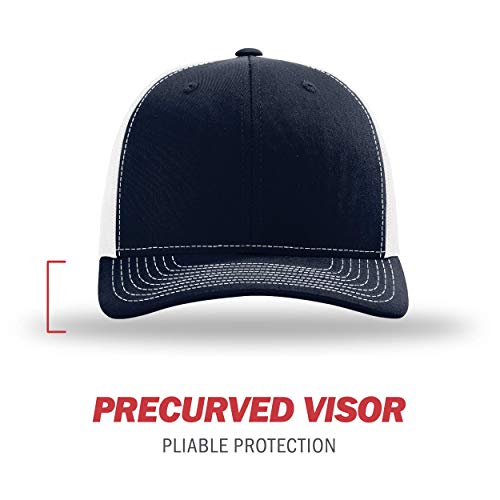 Richardson Unisex 112 Trucker Adjustable Snapback Baseball Cap, Split Navy/White, One Size Fits Most