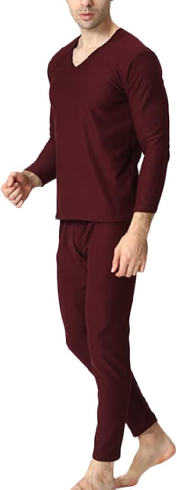 HSQSMWJ Men's Fleece Lined Thermal Underwear Set Elastic Soft Long Sleeve Johns Running Compression Suits Winter Warm