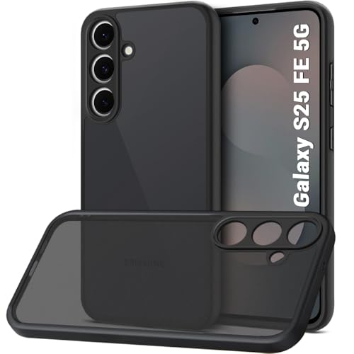 Image of TheGiftKart Hybrid Shockproof Back Cover Case for Samsung Galaxy S25 FE 5G | Hard Back Cover Case for Samsung Galaxy S25 FE 5G (PC & TPU, Translucent Smoke Matte Back, Black Sides)