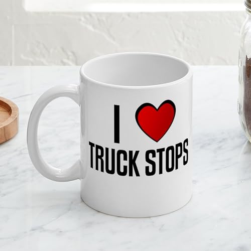 Taza de Cerámica CafePress I LOVE TRUCK STOPS 11 oz miniatura 3