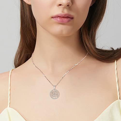 EUDORA Tree of Life Necklace for Women 925 Sterling Silver Cubic Zirconia Pendant for Girls Daughter Mother Gift, 45cm Chain
