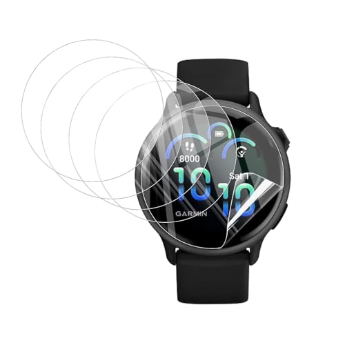WFTE Screen Protector for Garmin Vivoactive 6 / Vivoactive 5 GPS 42mm [5-Pack] Flexible TPU Film Screen Protector [Full Coverage] [HD Clear] [Bubble Free] Ultra-thin TPU Soft Film-42MM