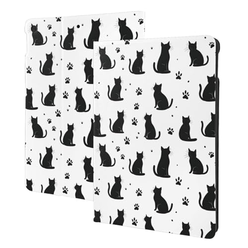 Housse iPad 10.2 folio avec motif pattes de chat noir et clapet magnétique