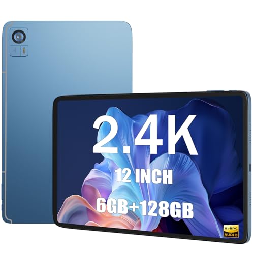 Elepad Tablet 12 Inch 2K Android Tablets, Octa-Core+Large Screen Tablet 128GB ROM 6GB RAM, 8000mAh 5MP+13MP Dual Camera Tablets PC, Android 12, 2.4/5G WiFi BT, Incell 1200 * 2000 IPS Gaming Tablet