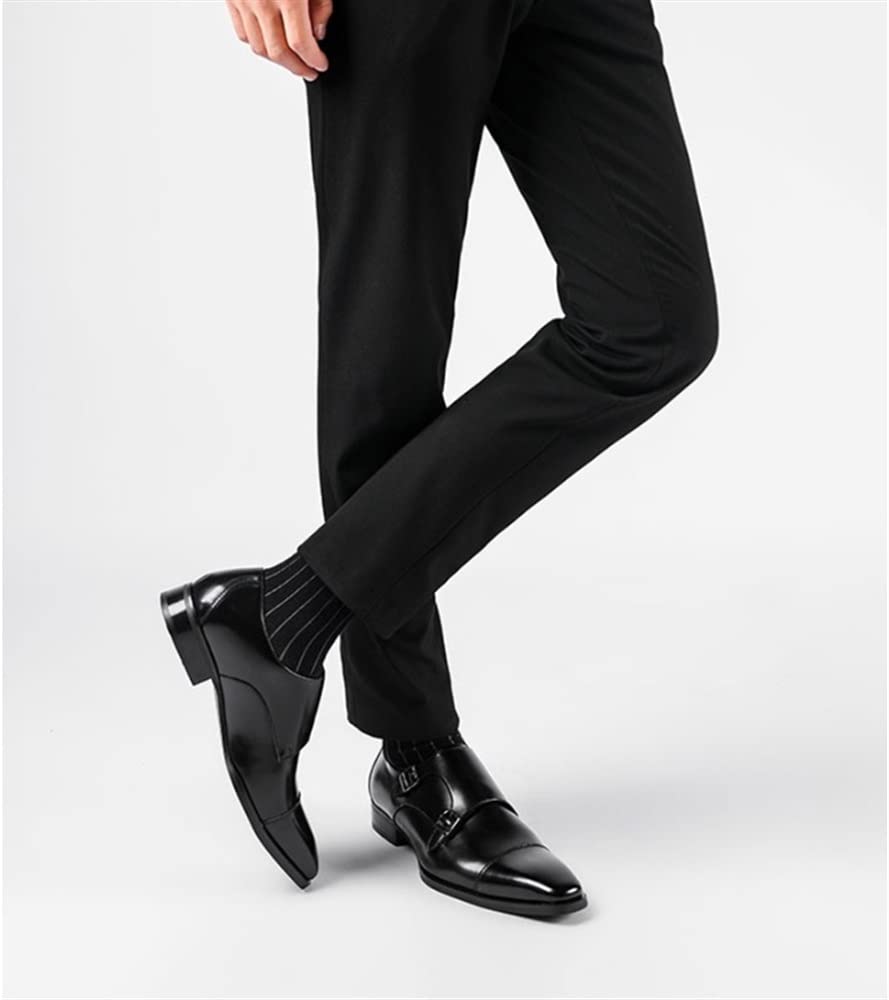 Scarpe da Uomo con Doppia Fibbia Monk Strap Monk in Pelle con Punta Liscia Scarpe Eleganti da Uomo in Pelle Oxford Formali da Lavoro Casual