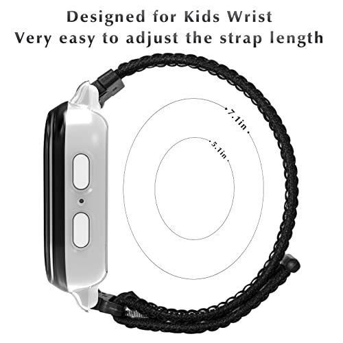 Polyjoy Replacement Band Compatible With Verizon Gizmo Watch Disney Edition/Gizmo Watch 3/2 / 1 Kids Smartwatch, Breathable Hook & Loop Bands, Soft Adjustable Nylon - Rainbow + Neon #TOP4