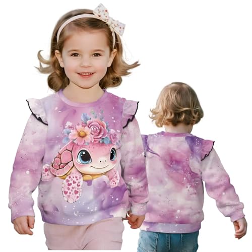 Toddler Long Sleeve Shirt Girl Ruffle Sleeves Warmth Girl's Graphic Long Sleeve Crewneck Sweatshirts2
