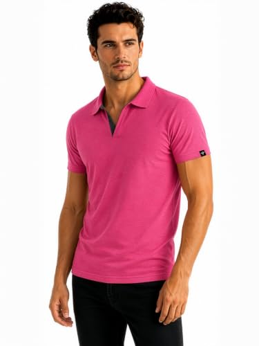 Image of Status Quo Men's Polo T-Shirt | Rich Cotton Blend | Slim Fit | All Day Comfort | Contrast Inner Placket | Polo Collar